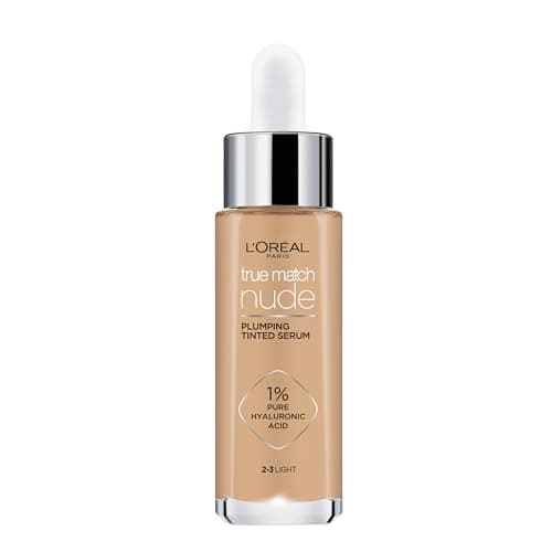 L'Oréal Paris True Match Sérum Rellenador con Color, Base de Maquillaje en Sérum con Ácido Hialurónico, Acabado Luminoso, Piel Uniforme y Radiante, Tono Light 2-3, 30 ml