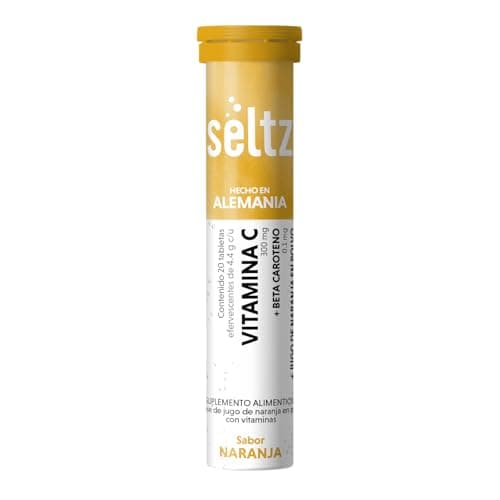 Seltz Vitamina C 300 mg | Tabletas Efervescentes sabor Naranja | Suplemento en Bebida de Disolución