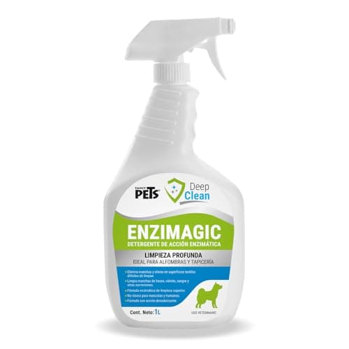 Fancy Pets Deep Clean Enzimagic Limpiador Eliminador de Manchas y Olores de Perros y/o Gatos en Alfombras, Tapicería y otras Telas con 1 Litro