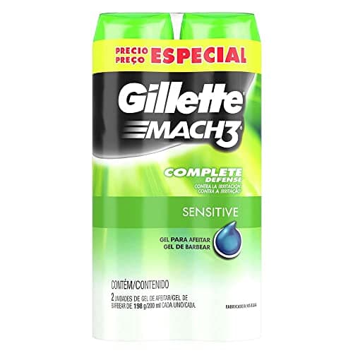 GILLETTE Mach3 Sensitive, Gel para Afeitar Piel Sensible de 400mL, para Rasurar Barba