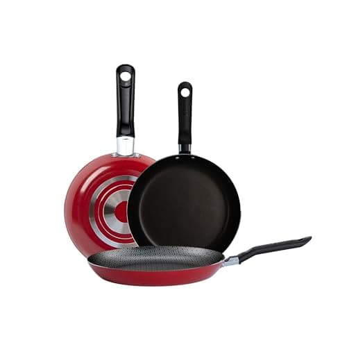 Ekco | Juego de Sartenes Classic 3 Piezas de Aluminio Antiadherente Rojo