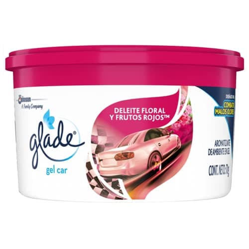 Glade Gel Car, Aromatizante Para Auto, Aroma Deleite Floral y Frutos Rojos, Fragancia Infusionada