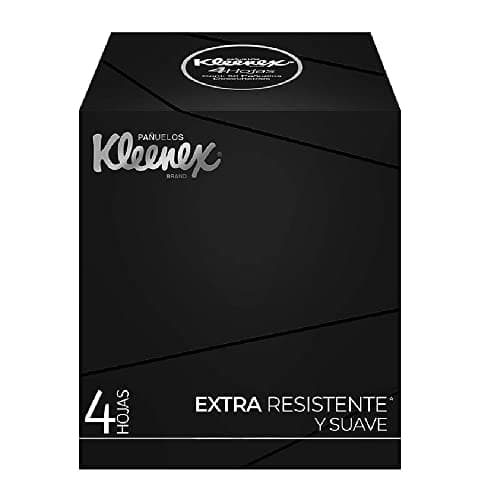 Kleenex Pañuelos Faciales, Elegance Black, Paquete Con 50 Piezas De Cuatro Hojas, Extra Resistentes y Suaves