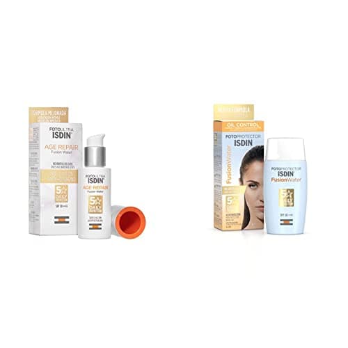 ISDIN FotoUltra Age Repair Fusion Water SPF 50, Protector Solar Facial de fase acuosa + Fotoprotector Fusion Water SPF 50, Protector Solar Facial de fase acuosa