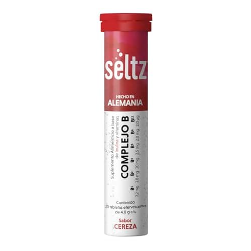 SELTZ Complejo B, 20 Tabletas Efervescentes Sabor Cereza, para Rendimiento Físico y Mental