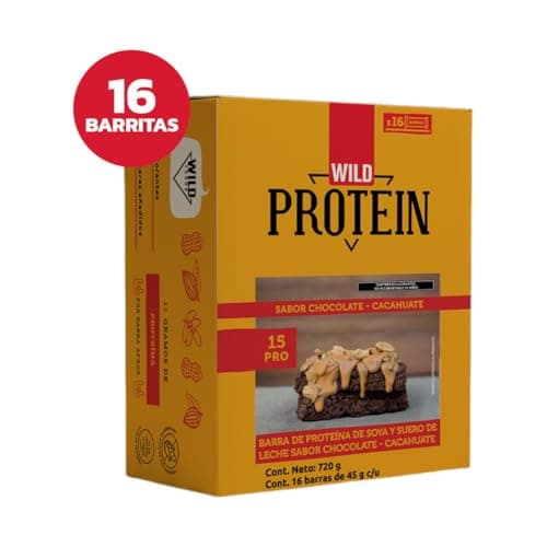 Barras Wild Protein Chocolate Cacahuate 16 pzas 15g