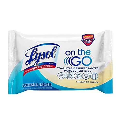 Lysol® On the GO® Toallitas Desinfectantes para Superficies 15 pz