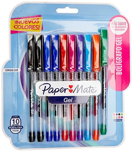 Paper Mate 21215 Boligrafos de Gel 10 Piezas Colores Surtidos, Multicolor