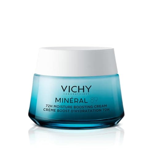 Vichy Minéral 89 Crema Hidratante Facial con Ácido Hialurónico y Escualeno, Fortalece la Barrera Cutánea y Proporciona 72h de Hidratación Intensa Para Todo Tipo de Piel, 50 ml