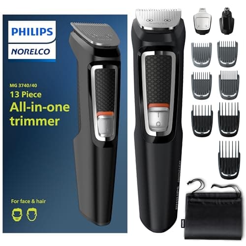 Philips Norelco MG3740/40 - Recortadora todo en uno de 3000-13 piezas para hombre, kit de aseo para barba, cara, nariz, cortadora de pelo y cortadora de pelo, no necesita aceite de cuchilla (el empaque puede diferir)
