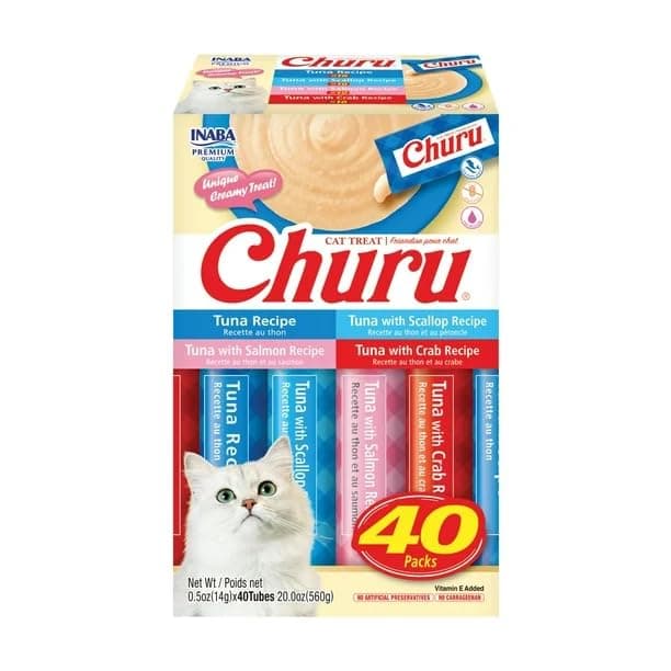 Churu Inaba Premios para Gato Snack Cremoso Variedad de Atún 40 Tubos de 14gr c/u
