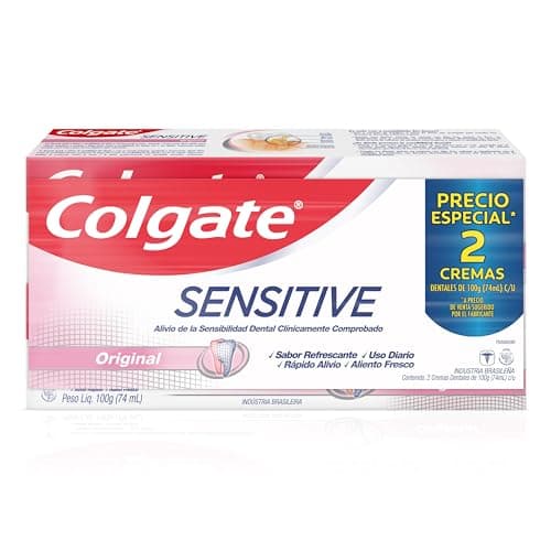 Colgate Pasta Dental para Dientes Sensibles Sensitive Pro Alivio Original 2 x 100 g. Fórmula con Pro Argin que Ayuda a Crear un Escudo Protector en los Dientes, Ofreciendo un Alivio Instantáneo y Duradero