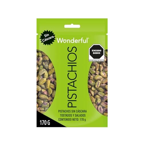 Wonderful Pistachios, Pistaches Sin Cáscara, Tostado Con Sal, 170g, Bolsa Resellable, Snack