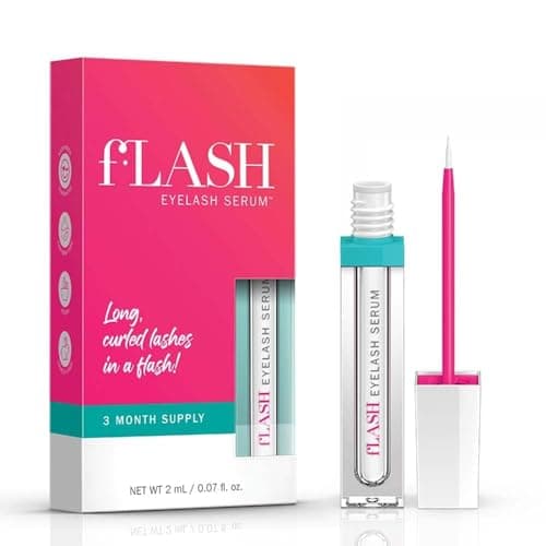 fLASH Eyelash Serum Mini for Long, Curled Lashes - Enhances and Strengthens Your Natural Lashes - Safe and Effective Formula – Travel Size, 6 Week Starter Supply