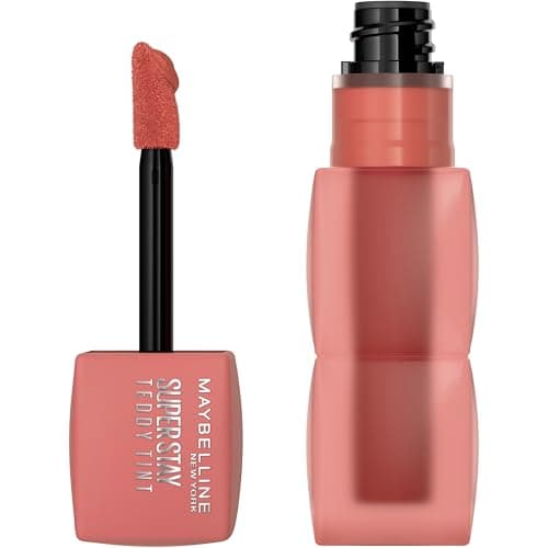 Maybelline Super Stay Teddy Tint, Tinta para Labios Mate Difuminado, Larga Duración 12 Horas, Textura Suave, No Transfiere, A Prueba de Bebidas y Besos, Tono Skinnydip, 5 ml