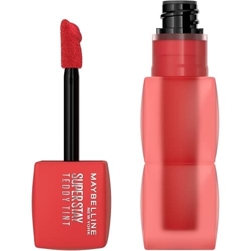 Maybelline Super Stay Teddy Tint, Tinta para Labios Mate Difuminado, Larga Duración 12 Horas, Textura Suave, No Transfiere, A Prueba de Bebidas y Besos, Tono Coquettish, 5 ml