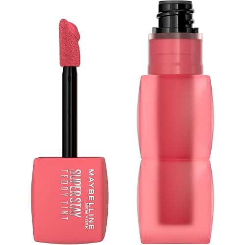 Maybelline Super Stay Teddy Tint, Tinta para Labios Mate Difuminado, Larga Duración 12 Horas, Textura Suave, No Transfiere, A Prueba de Bebidas y Besos, Tono Petalcore, 5 ml