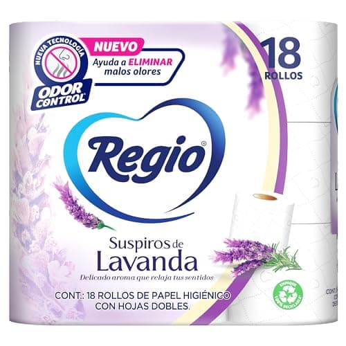Regio Suspiros de Lavanda, Papel Higiénico 18 rollos, 230 hojas dobles