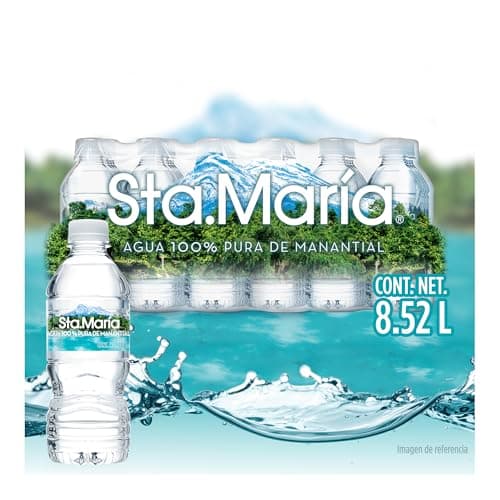 Agua Natural Santa Maria, 100% pura de manantial, paquete de 24 piezas 355 mililitros