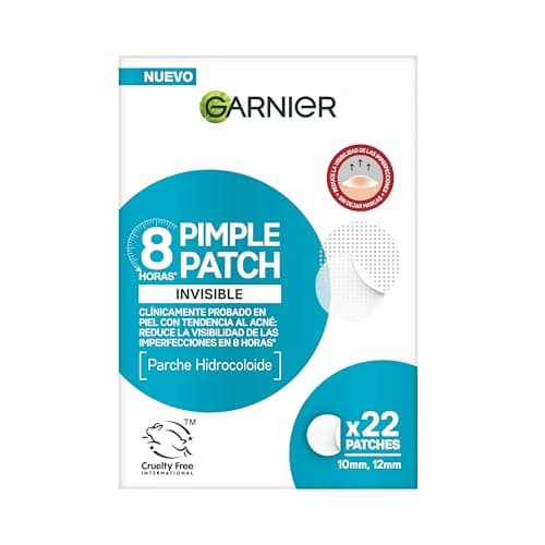 Garnier Pimple Patch Invisible, Parches Hidrocoloides Para Acné, Reduce Imperfecciones En 8 Horas, Clínicamente Probado, Tecnología Coreana, Vegano, Cruelty Free, 22 Piezas