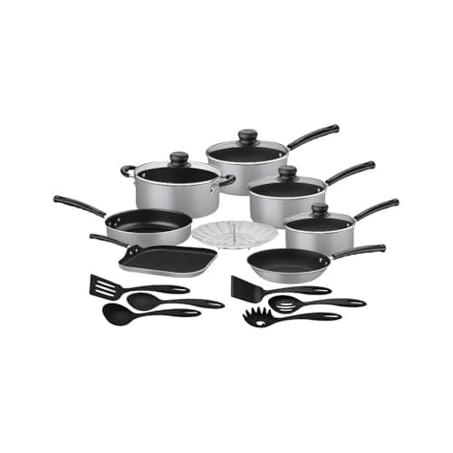 TRAMONTINA - Batería de Cocina New Primaware 18 Piezas en Aluminio Antiadherente Starflon Max - Gris