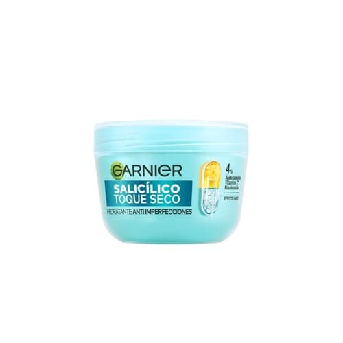 Garnier Hidratante Facial Toque Seco Anti-imperfecciones con Vitamina C, Ácido Salicílico y Niacinamida, Efecto Mate 8h,Ideal para Piel Grasa, reduce imperfecciones, 85g.