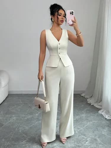 Elegante Conjunto Top Sin Mangas