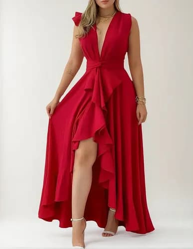 Vestido Con Abertura Elegante