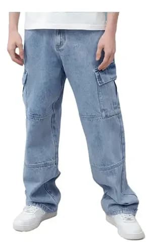 Jeans De Mezclilla Cargo Holgados