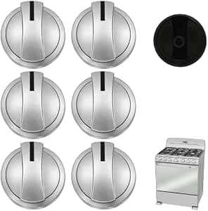 Kit 6 Perillas Para Estufa Tipo Mabe Plata