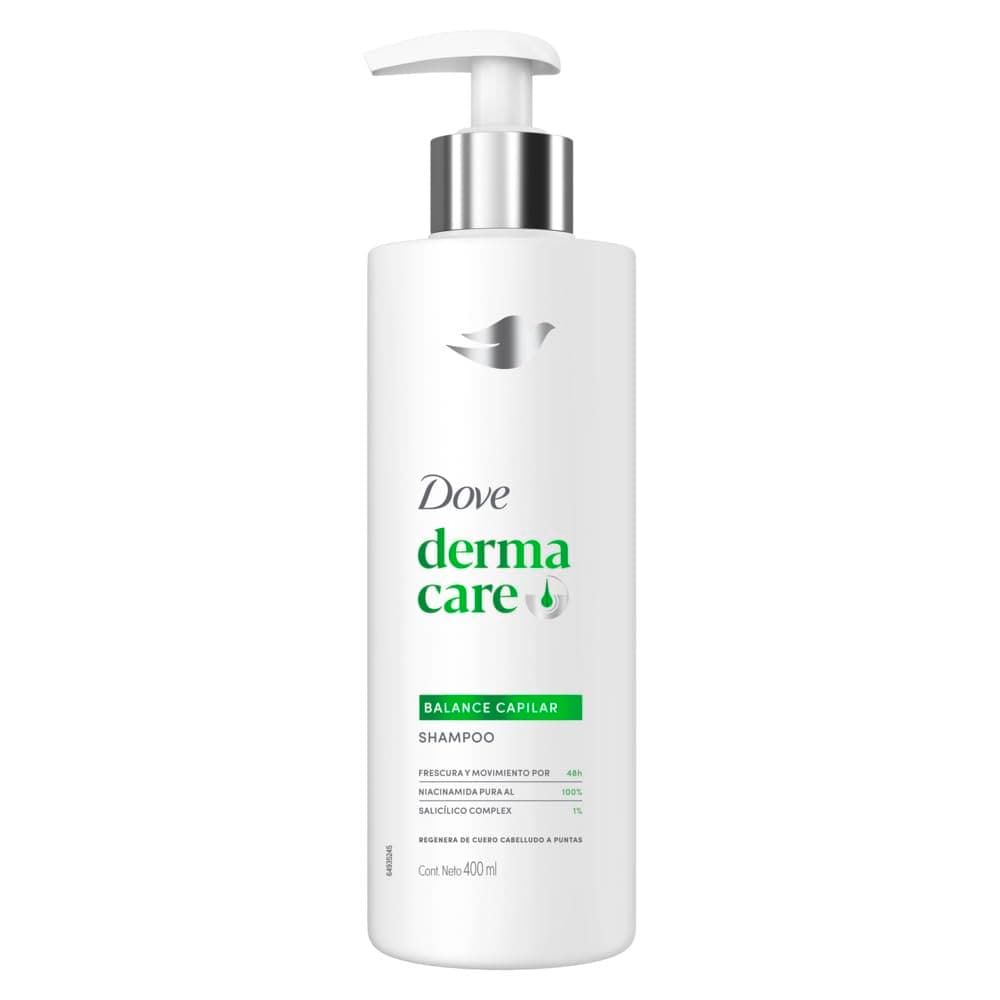DOVE Shampoo Derma Care Balance Capilar, Frescura y Movimiento por 48h. Cabello Graso. Regenera de