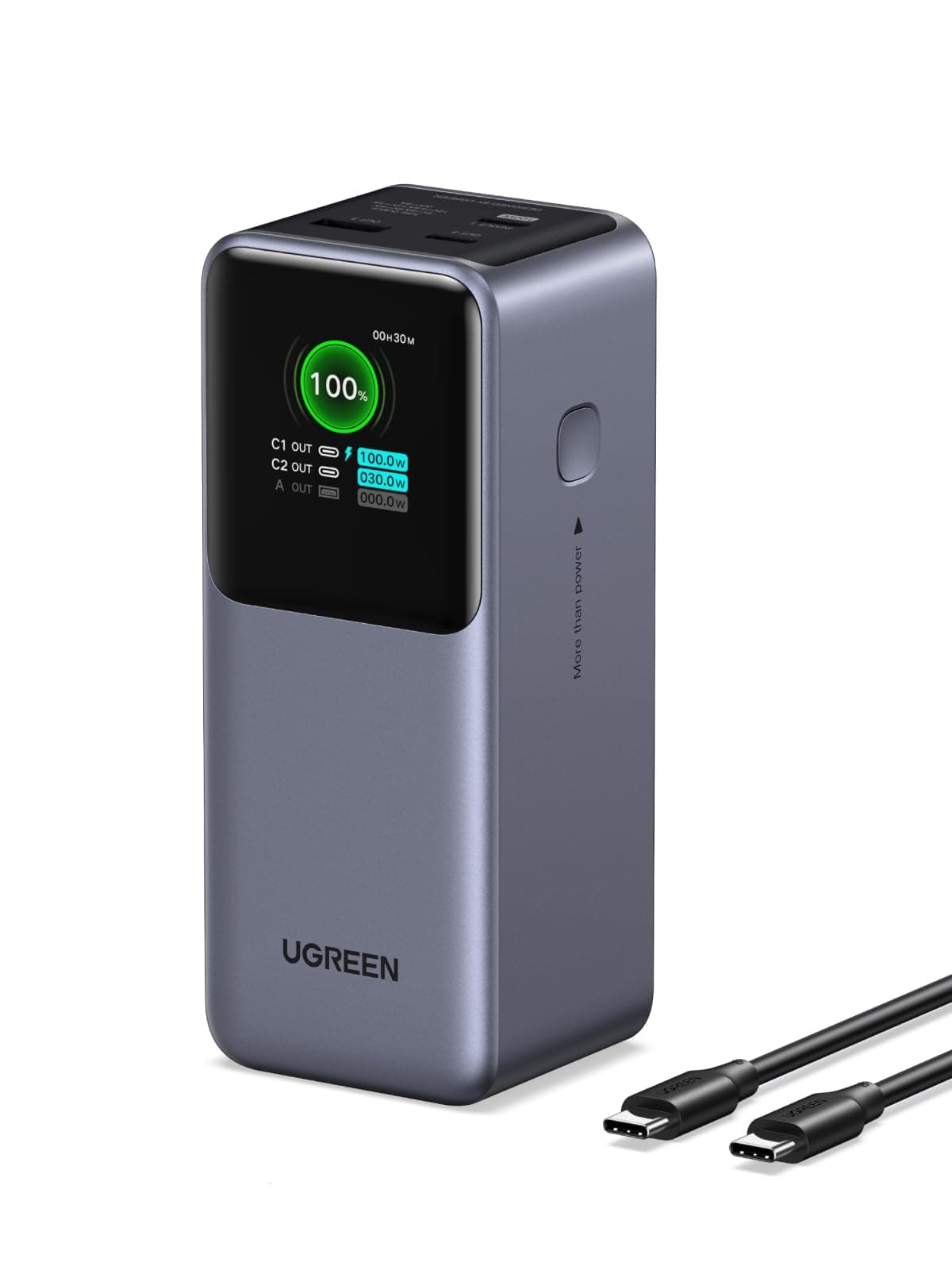 UGREEN 20000mAh 130W Nexode Power Bank Pantalla Inteligente TFT