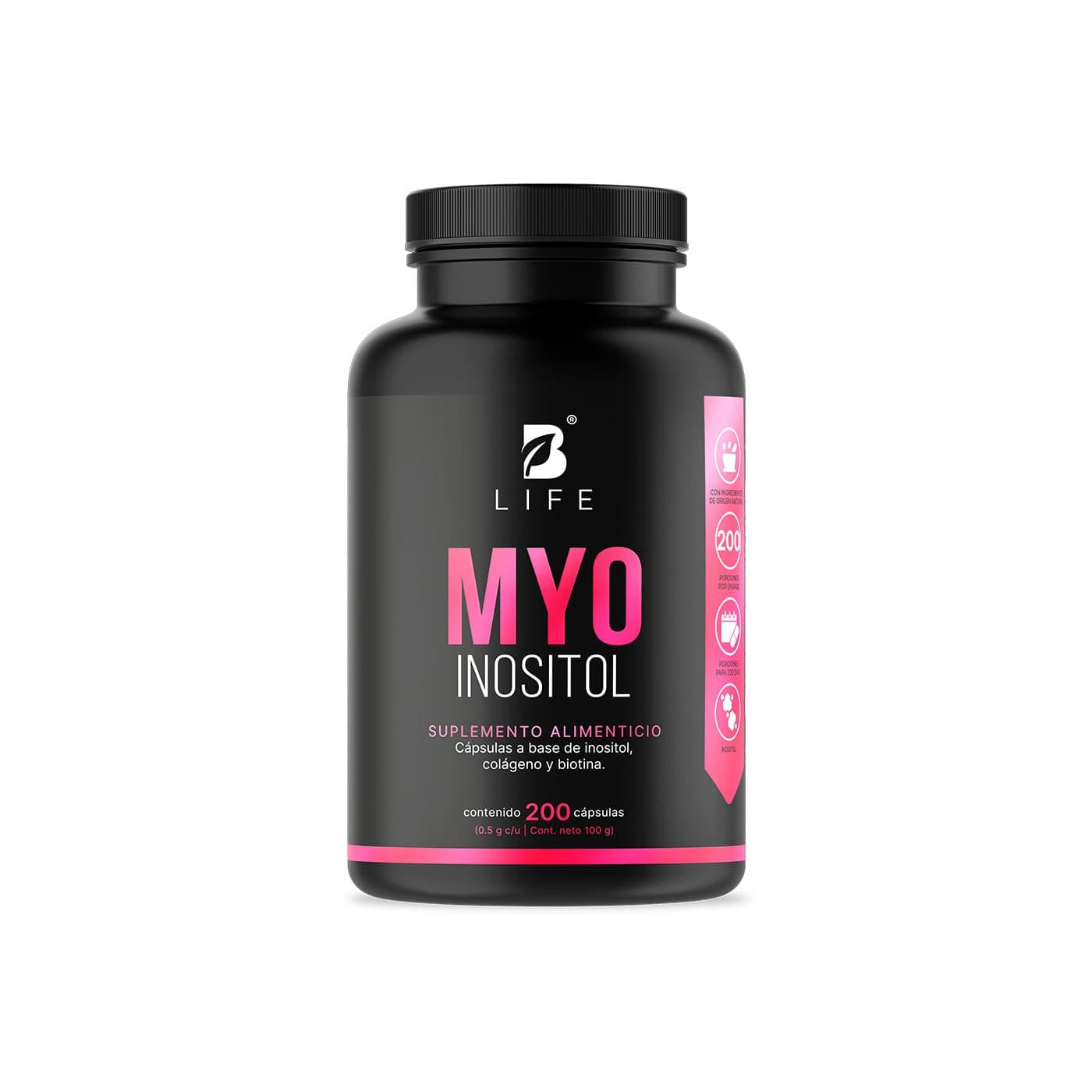 B Life Company | Inositol de 200 Cápsulas de 500 mg. Ingredientes naturales. Myo Inositol