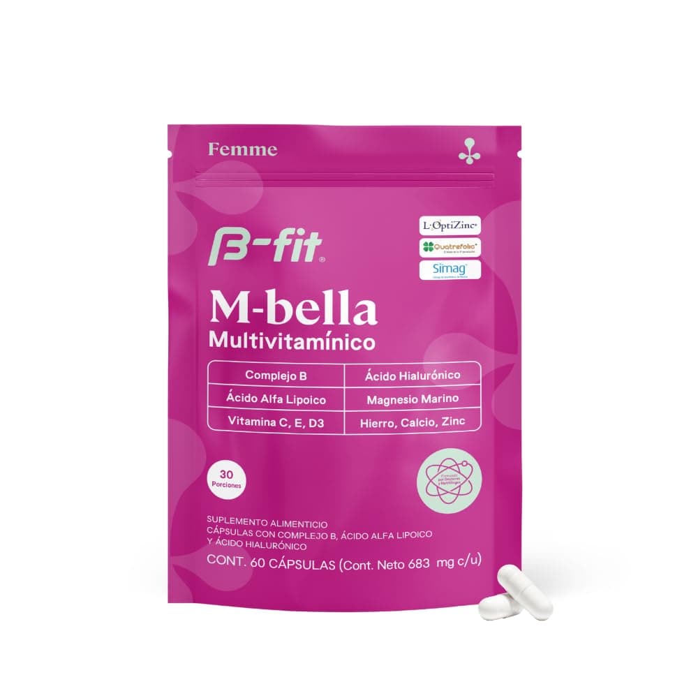 B-FIT Vitaminas para Mujer M-Bella 60 Cápsulas 683mg Multivitamínico