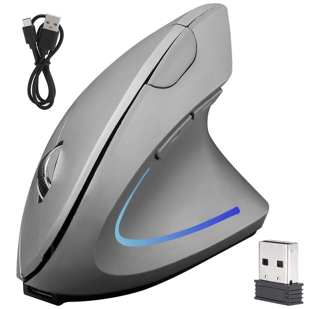 DQST Mouse Inalámbrico Ergonómico Recargable, Mouse Vertical Óptico