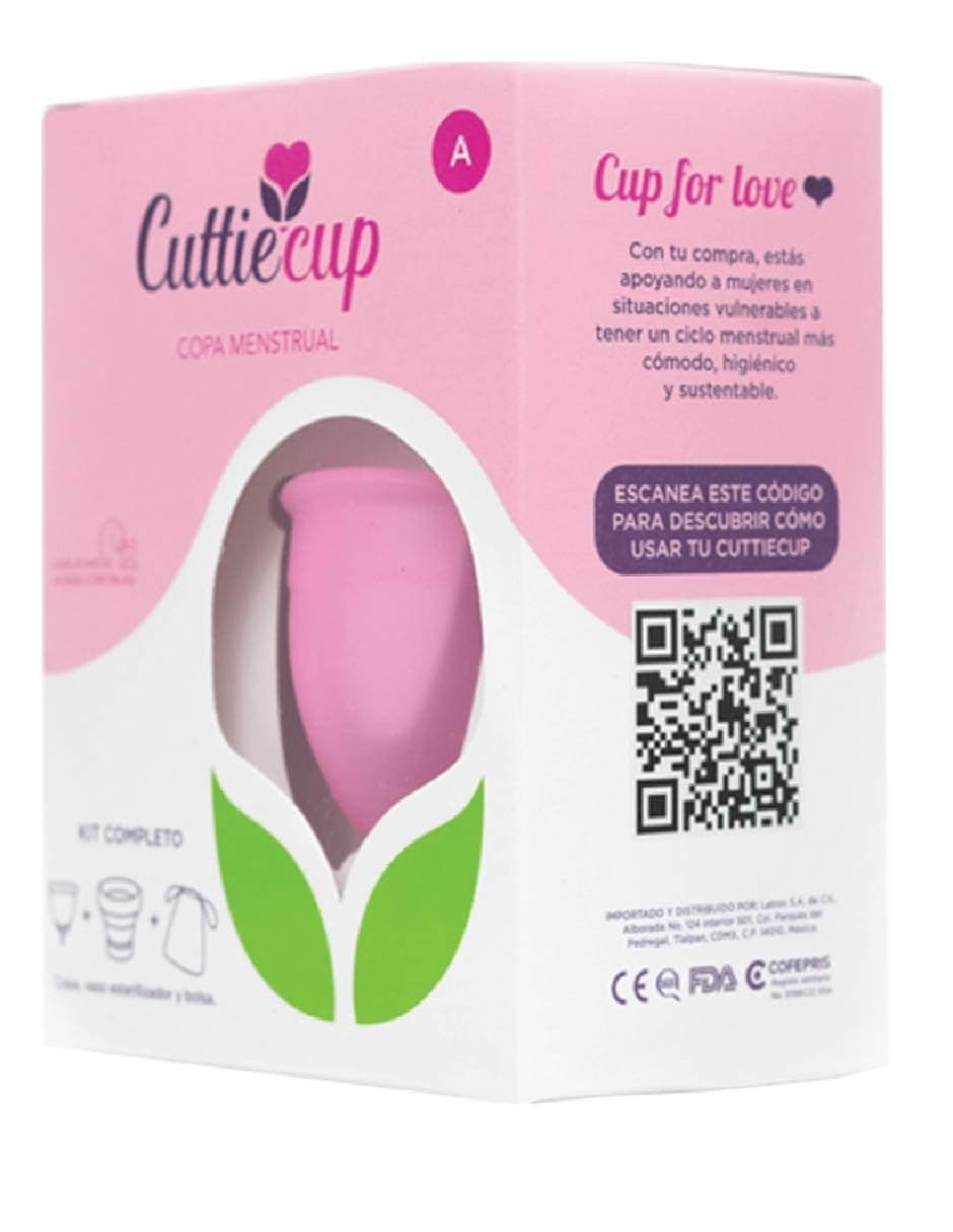 Copa Menstrual Cuttiecup Tamaño A/Kit Completo: Copa + Vaso esterilizador + Bolsita