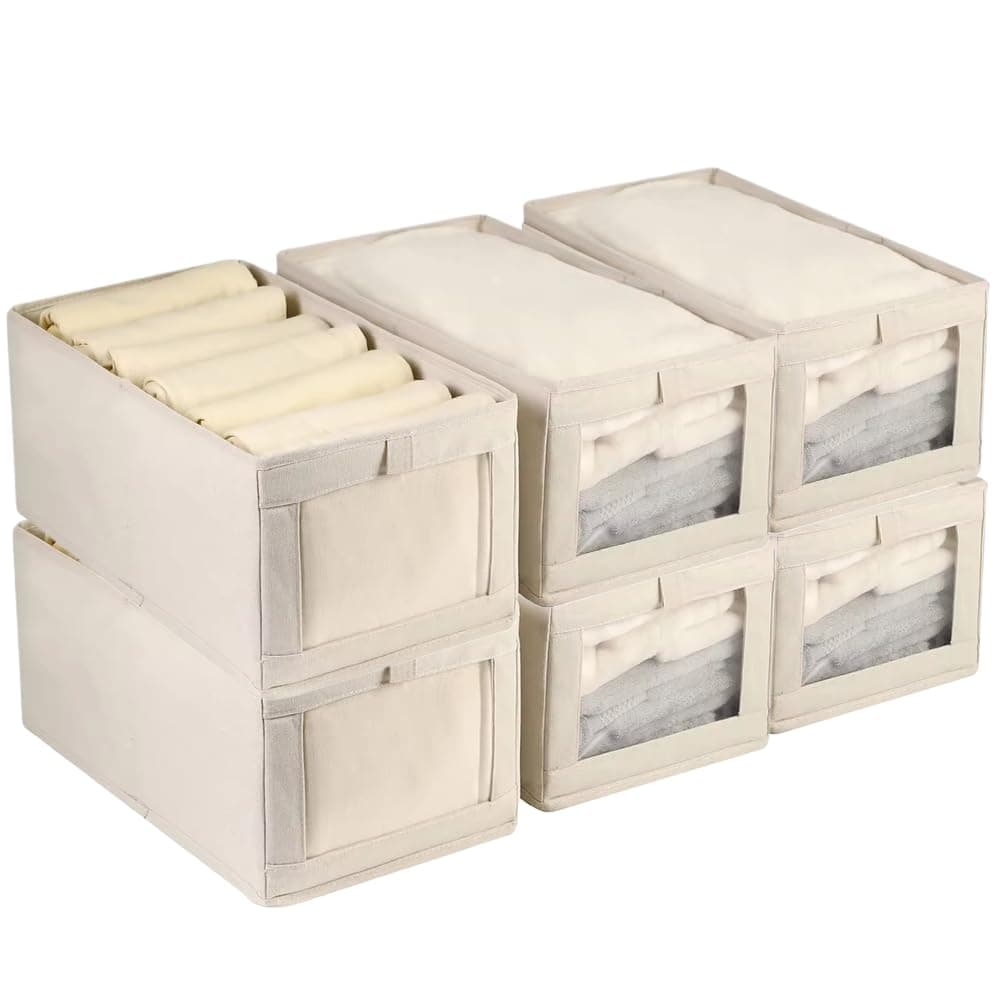 6PCS Caja De Almacenamiento Plegables Cajones Organizador De Ropa Bolsa Cestos Almacenamiento De