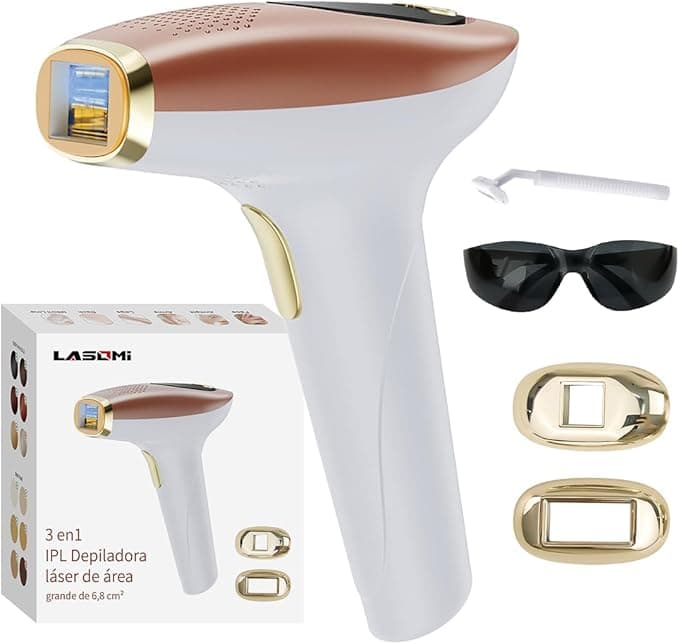 Lasomi 3 en1 IPL Depiladora Láser, 9 niveles ajustables,6,8 cm² Área grande