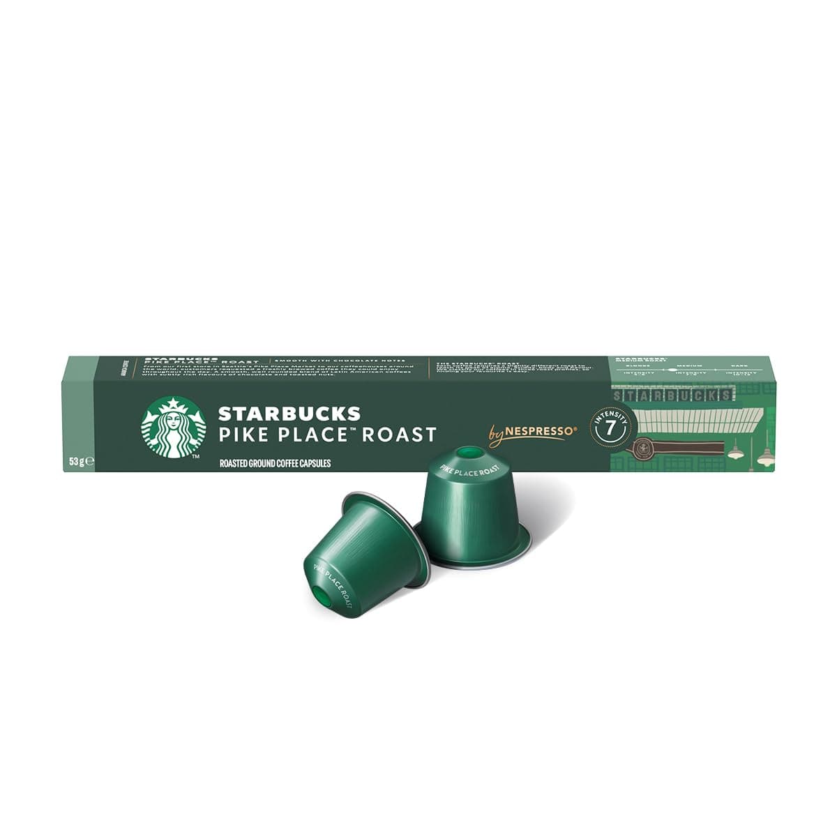 Nespresso, Starbucks by Nespresso, Café Pike Place Roasted, contiene 10 cápsulas de Sistema