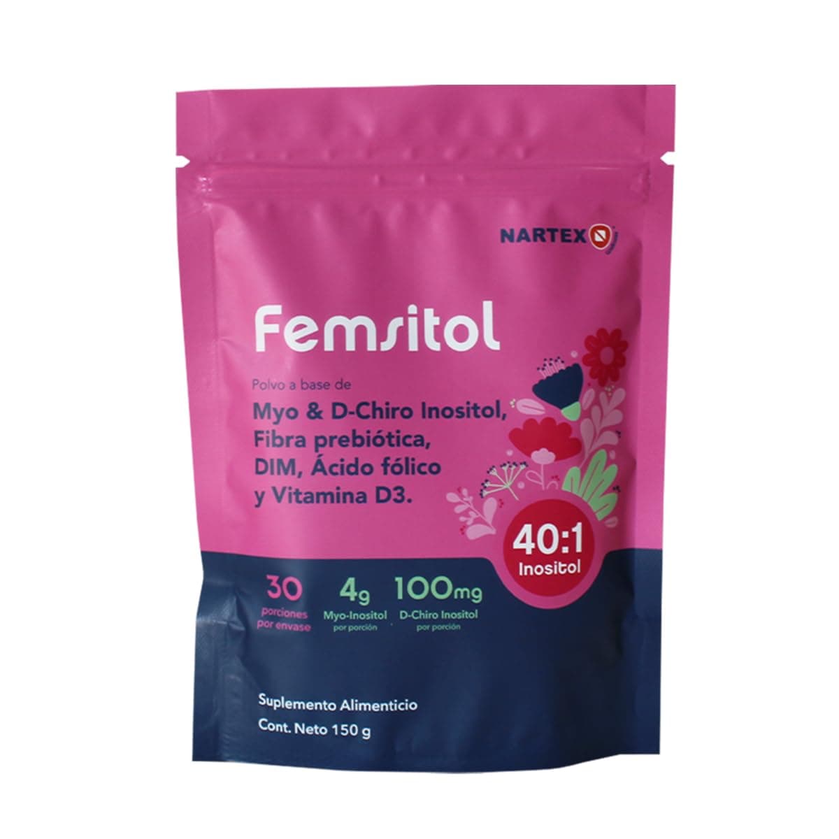 Nartex Wellness | Myo Inositol y D-Chiro Inositol 40:1 150 g – Suplemento Alimenticio Polvo