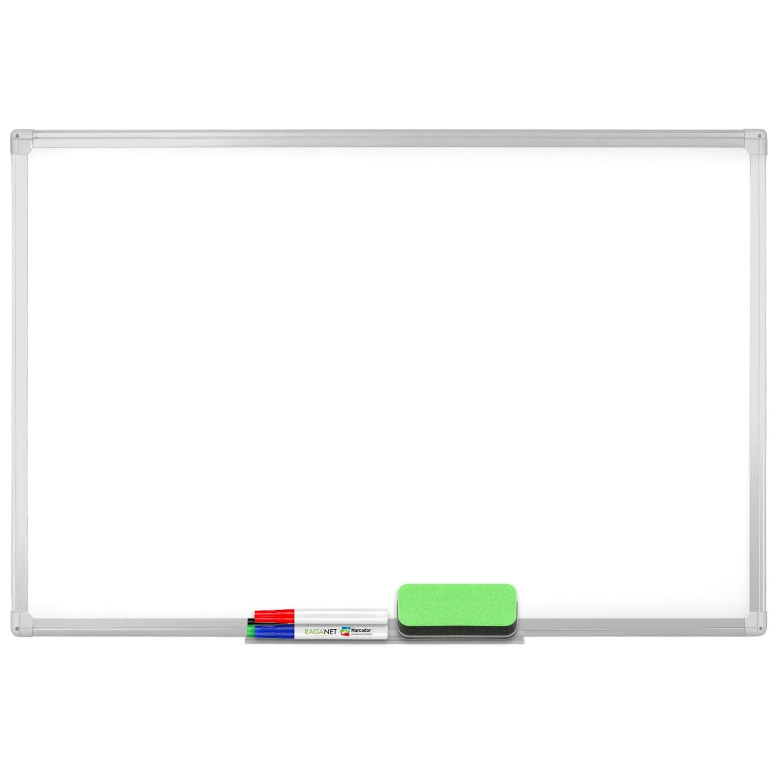 Raganet, Pizarrón Blanco Magnético 90 x 60 cm, Pizarra Borrado en Seco