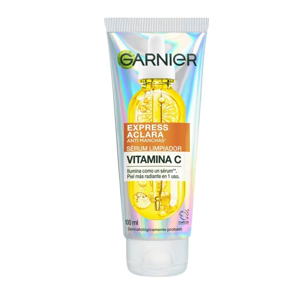 Garnier Express Aclara Vitamina C Serum Limpiador Facial Espumoso Iluminador Antimanchas 100ml