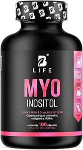 B Life | Inositol de 100 Cápsulas de 500 mg | Ingredientes naturales | Myo Inositol