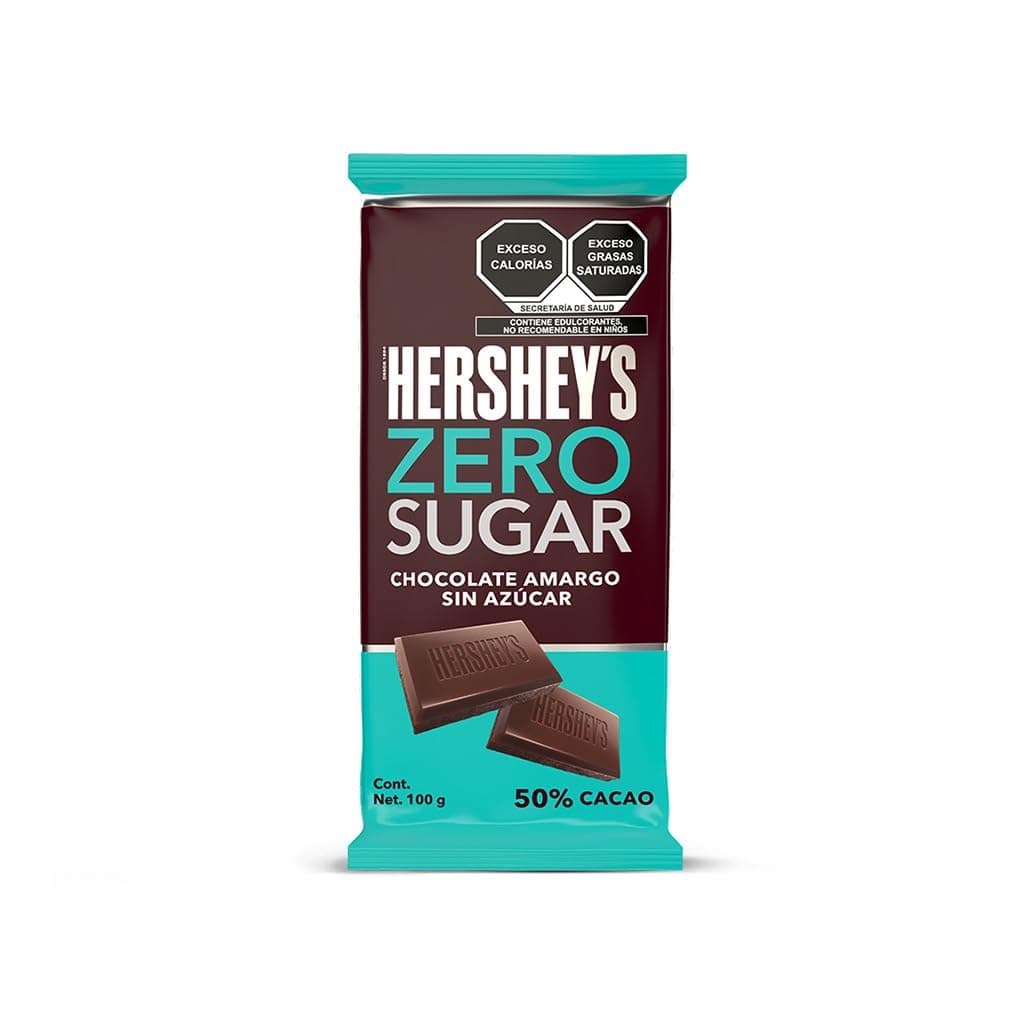 HERSHEY´S – Zero Sugar, Barra de Chocolate Sin Azúcar 100 g, Chocolate Oscuro Premium, Endulzado