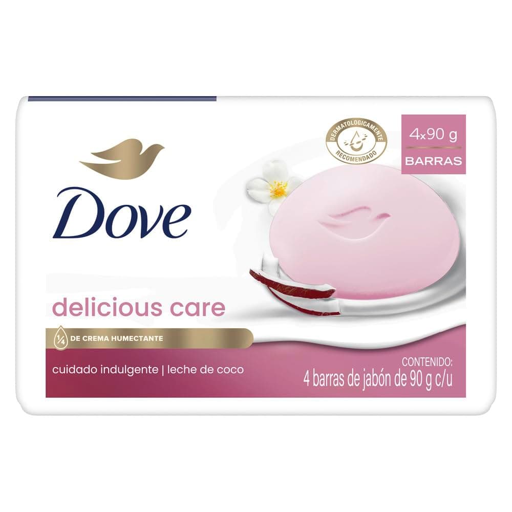 Dove Jabón Delicious Care Leche de Coco 4 x 90g