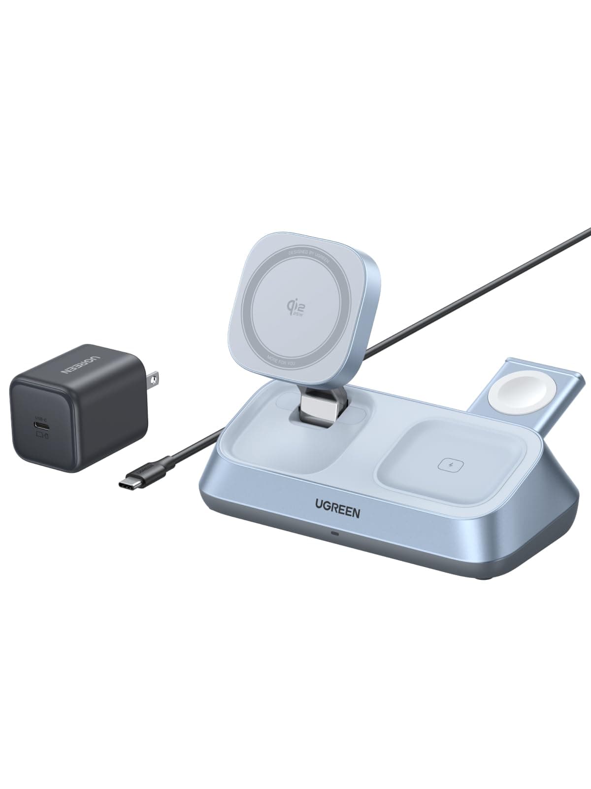 UGREEN MagFlow 25W Qi2.2 3 en 1 Cargador Inalámbrico MagSafe Certificado