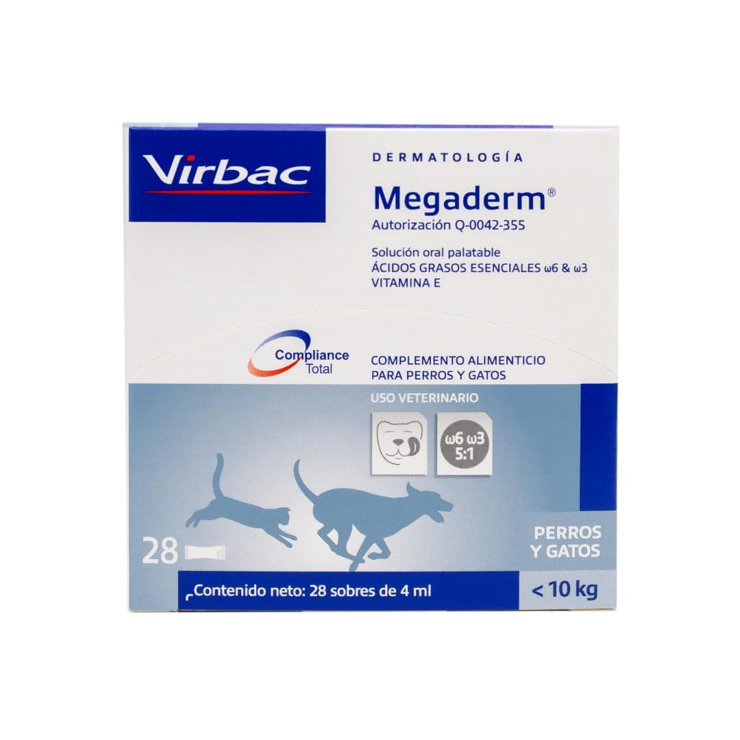 Virbac Megaderm Suplemento Piel y Pelaje 28 Sobres Perros y Gatos