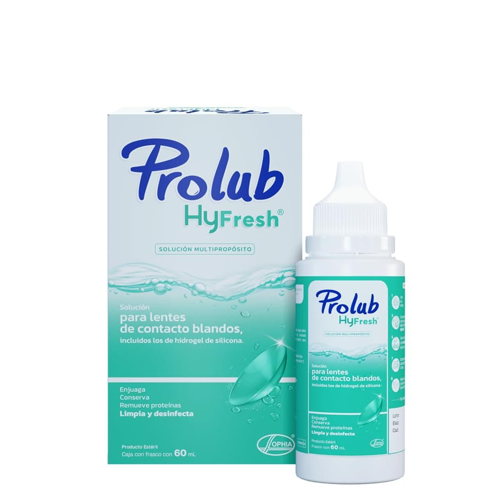 PROLUB Hyfresh Solución Multipropósito 60 mL para Lentes de Contacto Blandos Limpia Desinfecta
