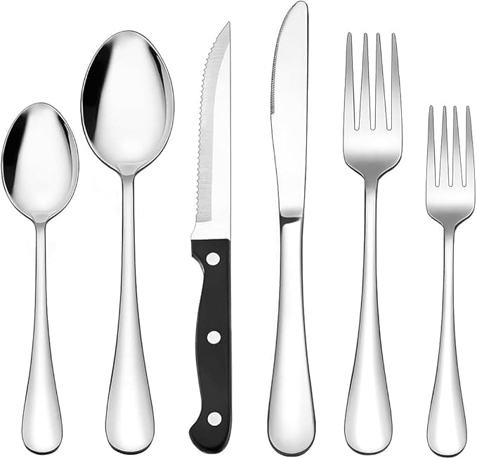 Raganet, Juego de 48 Cubiertos de Acero Inoxidable, Grado Alimenticio, para 8 Personas