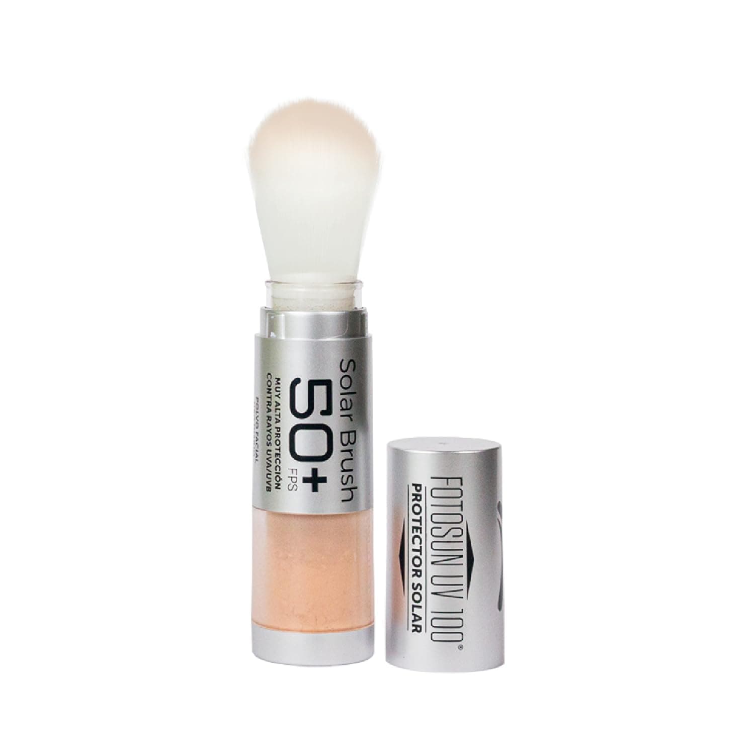 FOTOSUN UV100 Protector Solar Facial en Polvo con Brocha, Bloqueador Solar Matificante FPS 50+, Solar Brush para Rostro 4 g